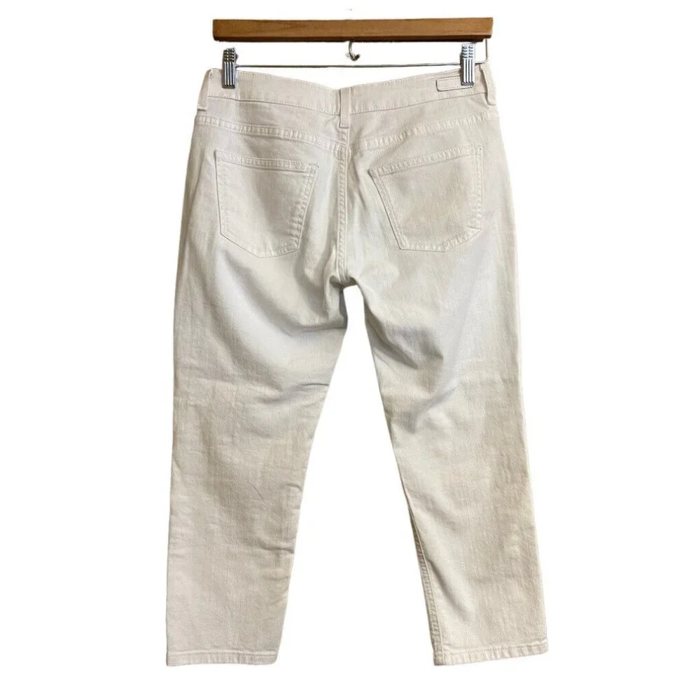 Boden Women Cropped White Jean 6P Solid Summer Denim Luxe Stretch Casual Preppy - Picture 3 of 13